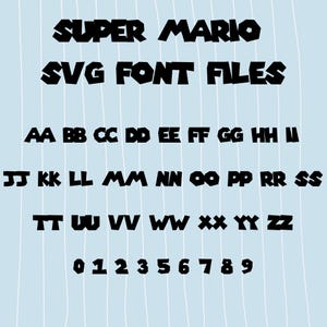 Super Mario Font SVG, Mario Alphabet Letters, Super Mario Clipart, Mario Birthday Font, Retro Gaming Letters, Mario SVG for Cricut  files