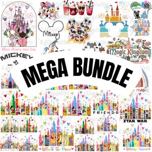 Disney Castle Mega Bundle PNG, Mickey Mouse png, Winnie the Pooh, Magic Kingdom, Friends, Star Wars, Digital Download, Printable Sublimation