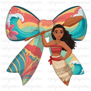 Moana Bow PNG, Disney princess png, Disney Island Princess Clipart for Girls, Ocean Adventure Digital Design, Cute Summer Vacation Printable