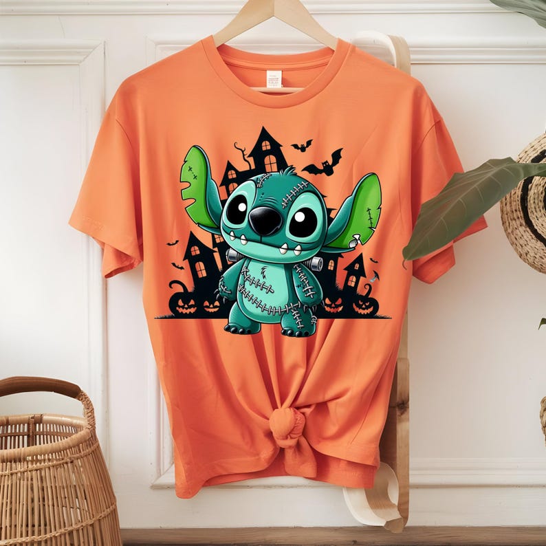 Frankenstein Stitch Halloween Clipart, Cartoon PNG Design (digital ...