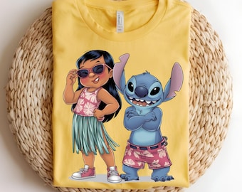 Lilo and Stitch Summer PNG Clipart, Hawaii Duo Design (Digital Download)