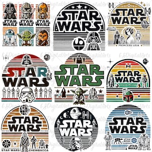 Star Wars Retro PNG Bundle | Vintage Star Wars Clipart | Jedi Sith Printable | Sci-Fi Movie Design | Galactic Battle PNG | Space Wars files