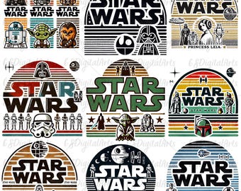 Star Wars Retro PNG Bundle | Vintage Star Wars Clipart | Jedi Sith Printable | Sci-Fi Movie Design | Galactic Battle PNG | Space Wars files