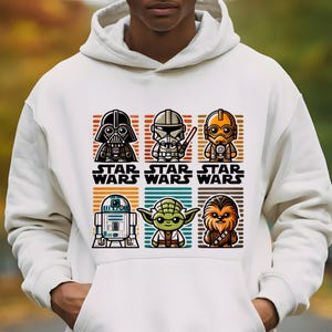 Star Wars Logo with Character Silhouettes PNG, Star Wars Movie Png, Tshirt Design Png, Galaxy Wars Vintage Style Png, Star Wars Clipart, png