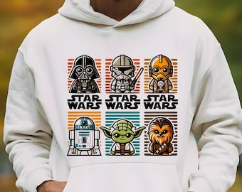 Star Wars Logo with Character Silhouettes PNG, Star Wars Movie Png, Tshirt Design Png, Galaxy Wars Vintage Style Png, Star Wars Clipart, png