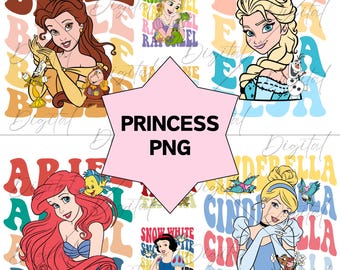Princess Png Bundle: Belle, Elsa, Ariel, Cinderella (PNG Digital Download)
