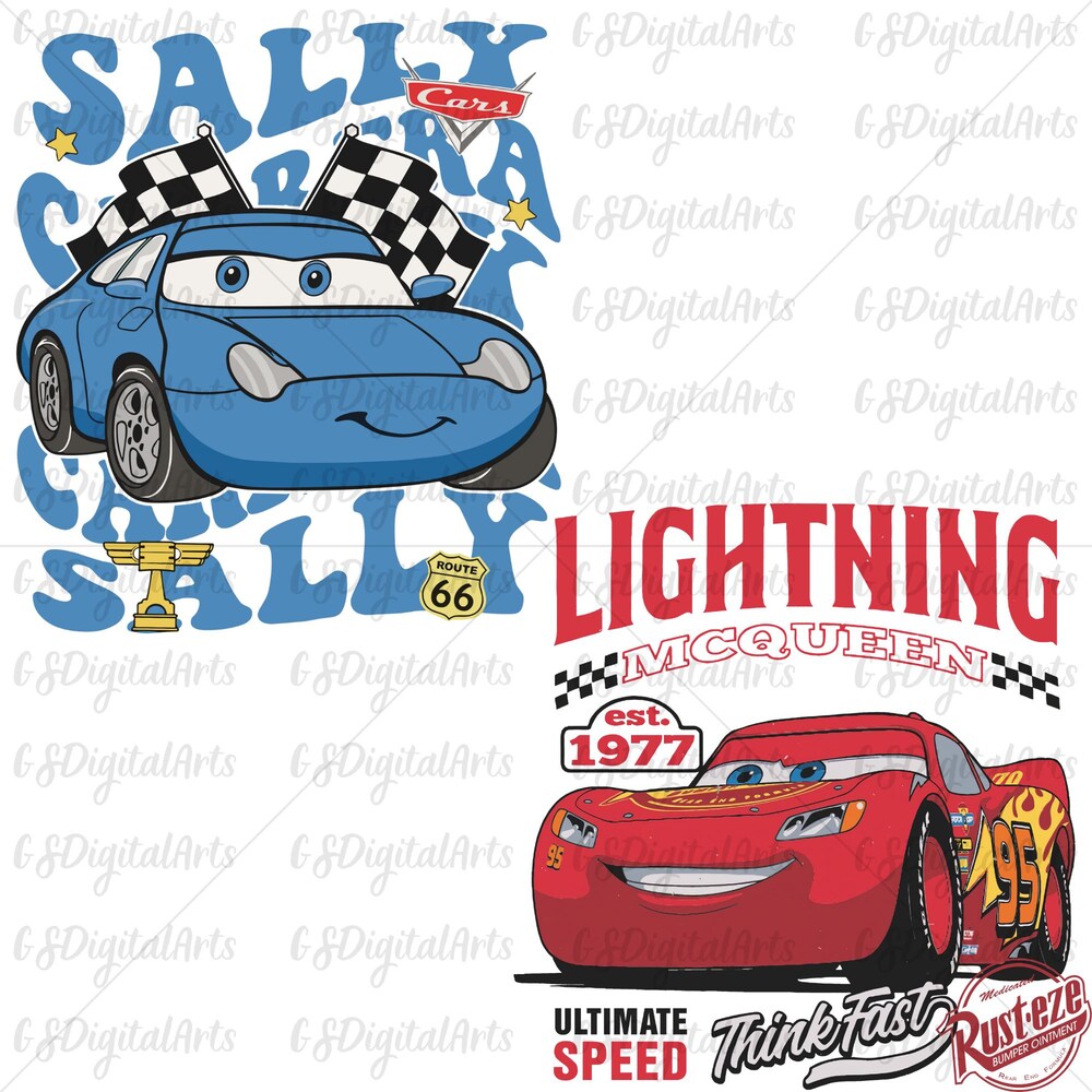 Peckshirt Custom Cars Png Bundle, Lightning Mcqueen & Sally Png, Retro Cars Clipart, Cars Couple Png, Cars Birthday Sublimation, Digital Download Instant Png