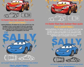 Paquete PNG de Rayo McQueen y Sally: Aniversario de coches retro (descarga digital)