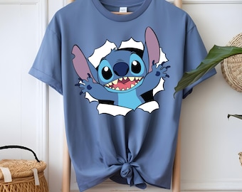 Stitch Cartoon PNG, Torn Shirt Design (Digital Download)