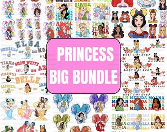 Princess Clipart Bundle, Cartoon Sublimation Designs (Digital Download)