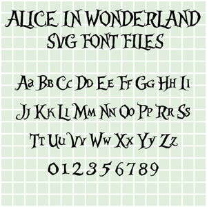 Alice in Wonderland font svg, Alice Alphabet Svg, Alice Digital Download, Alphabet SVG, Letters SVG, Customisable Gift Svg, Font Bundle TTF
