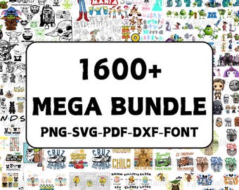 Cartoon SVG Mega Bundle: 1600+ Designs, Fonts (Digital Download)