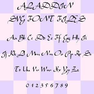 Aladdin Font SVG, Aladdin Letters & Numbers SVG, Aladdin Machine Embroidery Files, Aladdin Clipart, Aladdin SVG for Cricut, Aladdin Print