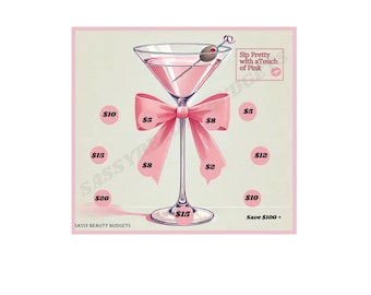 Sfida di risparmio &quot;Sip Pretty with a Touch of Pink&quot; - PDF stampabile