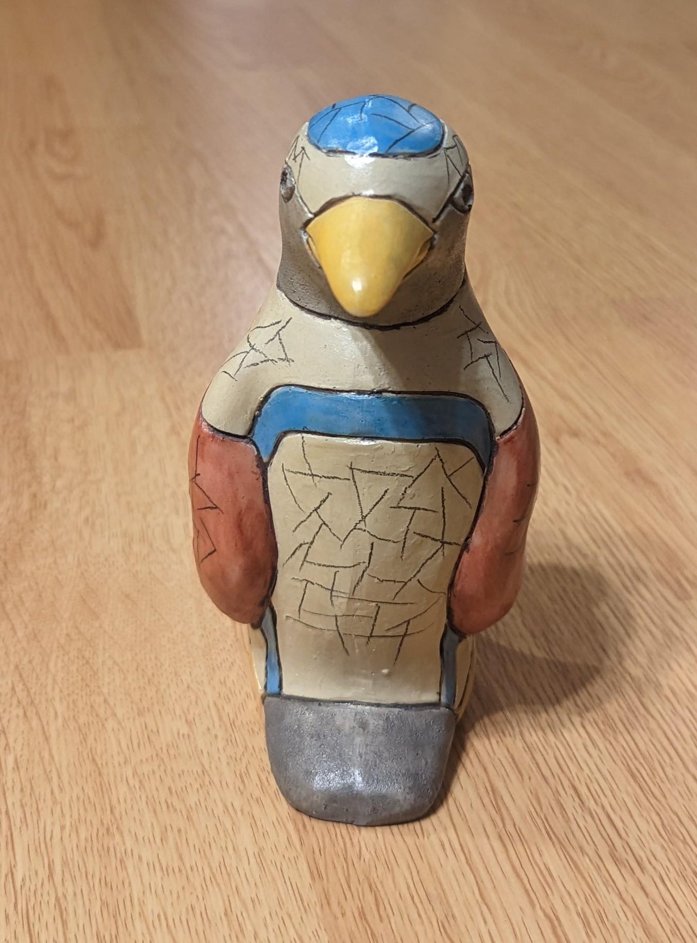 South African Raku Ceramic Penguin Pottery Colorful Bird Glazed Figurine *READ*