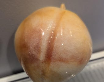 Alabaster Marble Fruit Italian Decorative Polished Stone Carved with Wood Stem