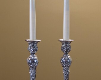 WM Rogers & Son Silverplate Candlestick Holders Victorian Rose Mantelpiece Decor Ornate