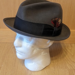 John B Stetson Royal Grey Fedora Dress Hat For Men Vintage Size 7 1/4*READ*