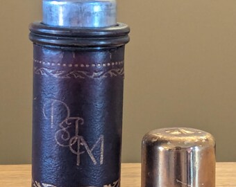 Leather Wrapped Aluminum Trench Cigarette Lighter Tube With Cover - Untested Vtg