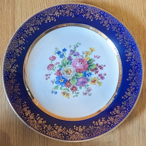 Century by Salem 23 Karat Gold Encrusted Floral Dinner Plate *READ