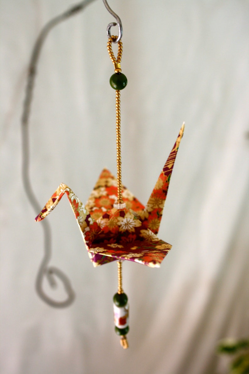 Handmade Origami & Beaded Paper Crane Mobile Hanging Etsy