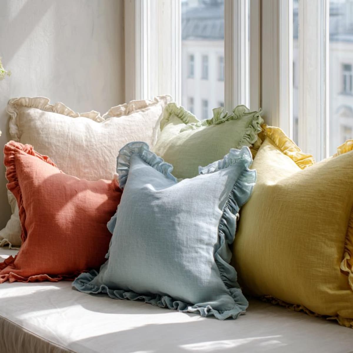 Linen Pillowcase With Ruffles Decorative Soft Ruffled Shams With Zipper Closure Custom Size Breathable Pillow Cover Soft Ruffled Case - Etsy