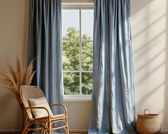 Tie Top Linen Cafe Curtain for Kitchen 100% Pure Linen Curtains with Grommet Living Room Linen Curtains Linen Short Curtains Made to Order