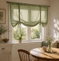 Linen Tie Up Valance, Relaxed Roman Shade, European Linen Panel, Natural Drapes, Custom Curtains