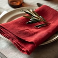 Linen Cloth Napkin with Optional Ruffle Edge, Custom Size Hemmed Table Linen for Weddings & Everyday Dining
