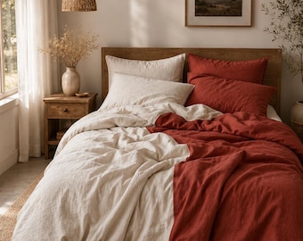 Organic Linen Duvet Cover, 100% European Flax Bedding, Soft Washed Linen Comforter Cover, Farmhouse Bedroom Decor