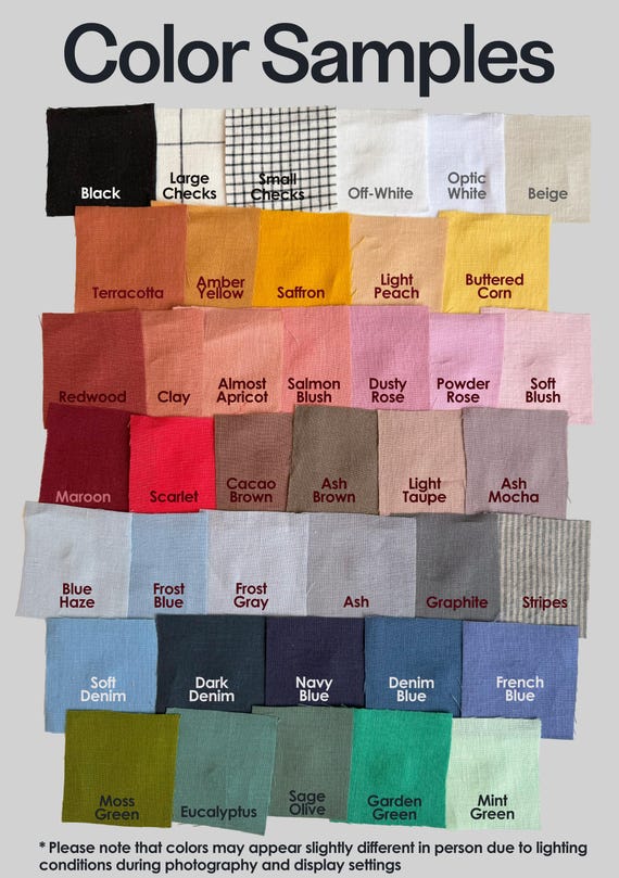 Organic Linen Fabric Color Swatch, 40 Color Pack