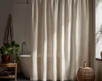 Linen Shower Curtain with 9 heading styles- Handmade Linen Shower Drapes Rod pocket Linen Shower curtains  Back Top Shower Curtains
