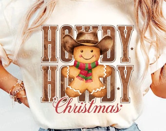 Western Christmas png, Retro Christmas png, Western Shirt Design, Retro Gingerbread png, Retro Shirt Sublimation Design, Howdy Christmas png