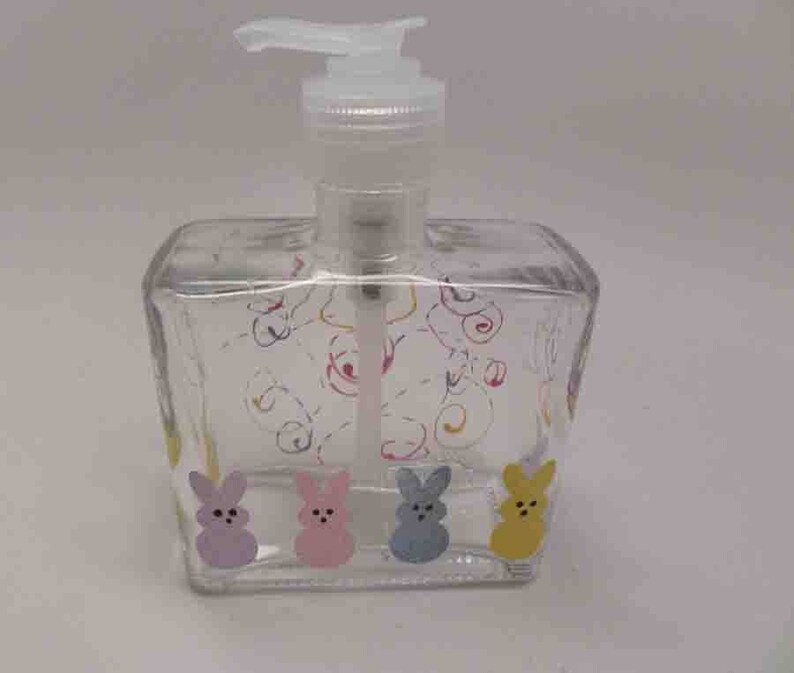 Hand painted Easter Soap or Lotion Dispenser with bunnies Etsy