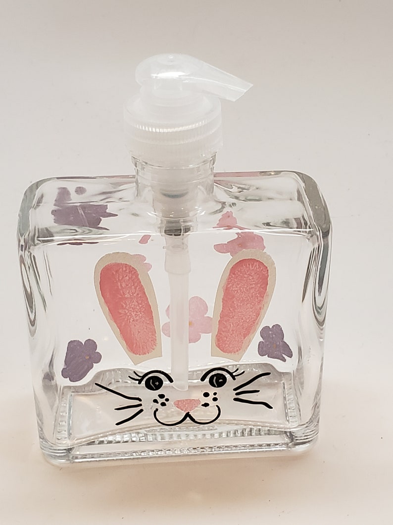 Hand Painted Easter Bunny Soap Dispenser With Cute Bunny Face Etsy