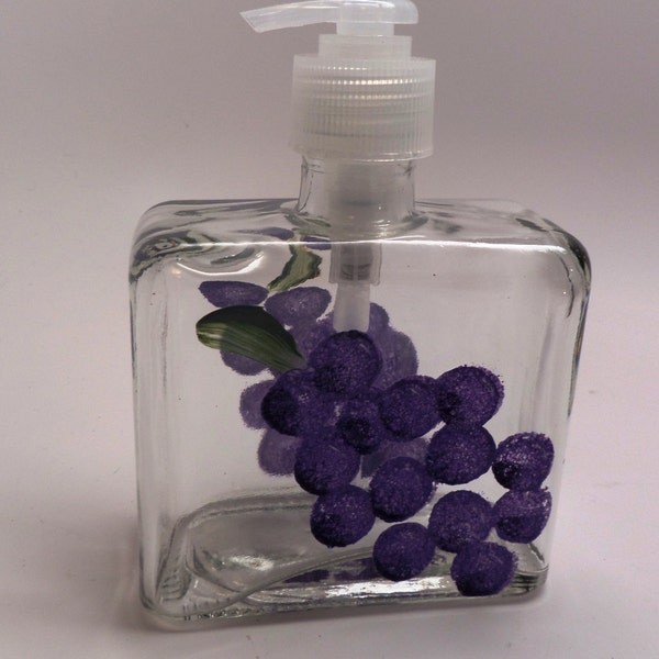 Hand Painted Grape soap or lotion dispenser