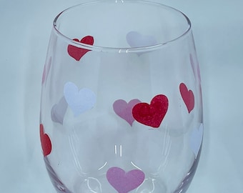 Hand Painted Valentine’s Day stemless Glass l