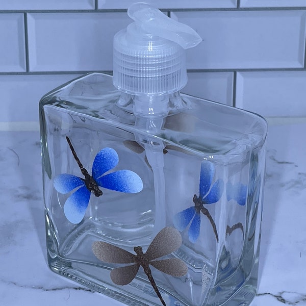 Dragonfly soap or lotion dispenser Hand Painted