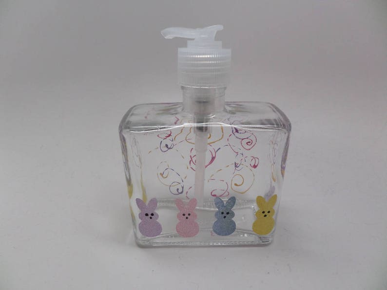 Hand painted Easter Soap or Lotion Dispenser with bunnies Etsy