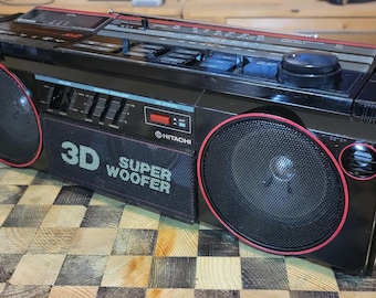 Hitachi TRK-7620HC 3D Super Woofer Boombox AM/FM Cassette Player