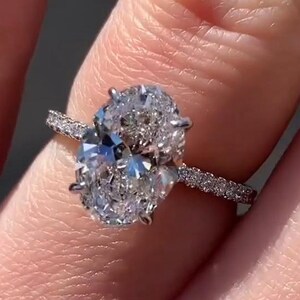 2.5 CT Oval Moissanite Engagement Ring Hidden Halo Ring Sterling Silver or Gold Ring Travel Ring Gift for Her Promise Ring Gift Women Ring