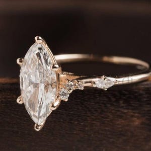 Marquise Ring, Diamond Ring, Cluster Ring, Unique Ring For Women, Gold Promise Ring, Bridge Pave Ring, Gift Ring, Anniversary Gift For Her