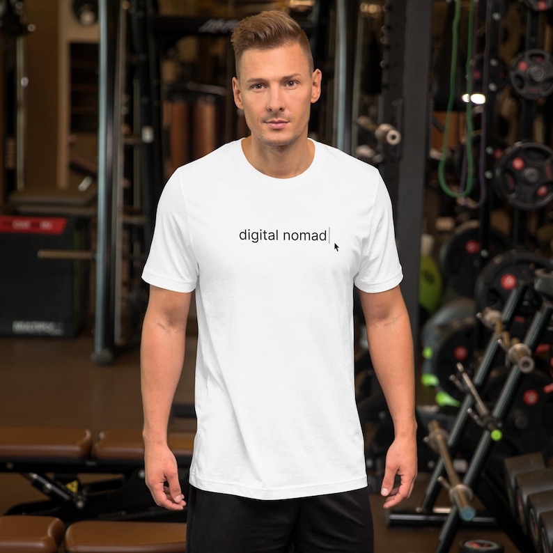 Digital Nomad White T-Shirt – Tech Nerd & Geek Shirt for Travel Lovers, and Remote Workers