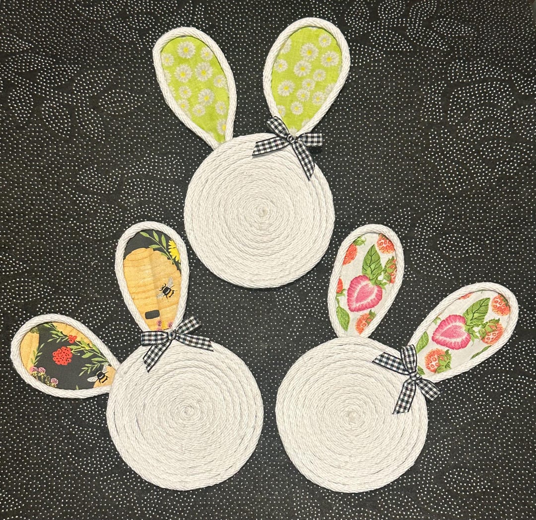 Bunny Rabbit Coasters - Nautical Rope & Spring Fabric - 3 Designs ...
