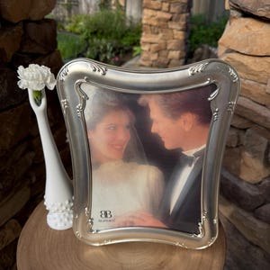 Burnes of Boston Silver Plated Picture Frame 8x10, Easel Back Stand or Wall Hang | Wedding Photo | Engravable Silver Plate Frame