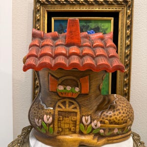 Vintage “Little Old Lady Who Lived in a Shoe” Ceramic Cookie Jar