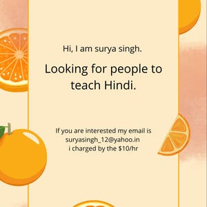 Hindi Language Class Flyer: Printable Education Poster (Instant Download PDF Design