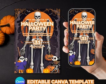 Invito di Halloween spettrale fai da te: invito per feste stampabile (download digitale)