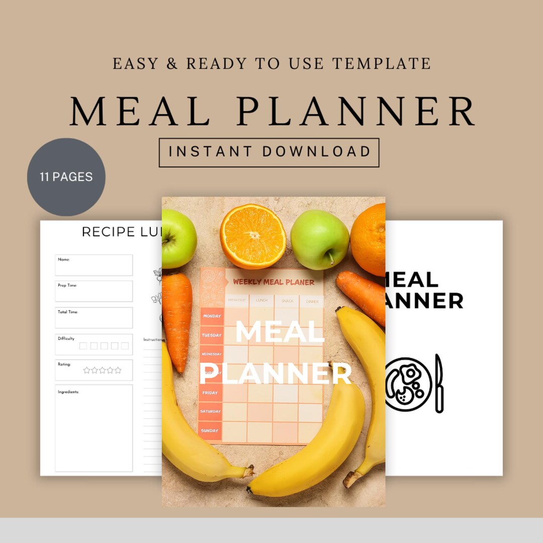 Digital Planner | Meal Planner | Weekly Organizer | Meal Prep Plan ...