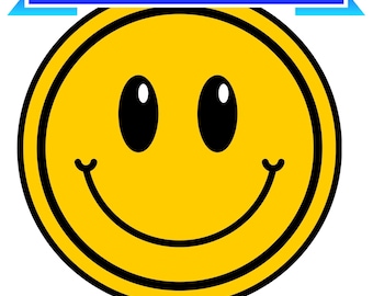 Hoja de pegatinas de caritas felices inspiradas en emojis para scrapbooking y manualidades - Descarga digital
